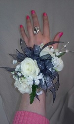 WHITE ROSE WRIST CORSAGE from Aletha's Florist in Marietta, OH