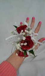 RED ROSE WRIST CORSAGE from Aletha's Florist in Marietta, OH