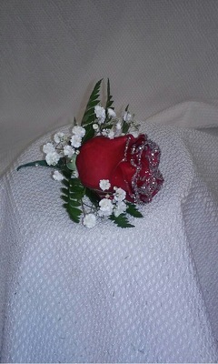 RED ROSE BOUT WITH SILVER TRIM from Aletha's Florist in Marietta, OH