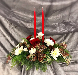 Winter Candle table Arrangement from Aletha's Florist in Marietta, OH