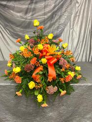 FALL 1/2 CASKET SPRAY from Aletha's Florist in Marietta, OH