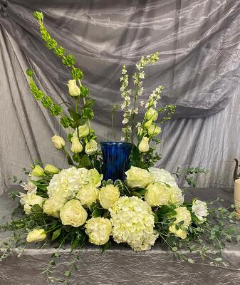  white urn arrangement   from Aletha's Florist in Marietta, OH